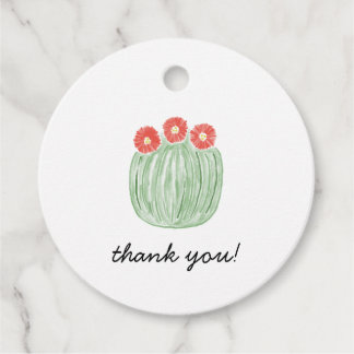 Red Flower Barrel Cactus Bridal Shower Favour Tags