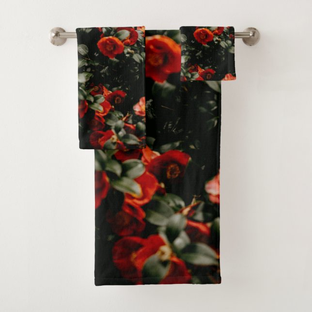 Red flower  bath towel set (Insitu)