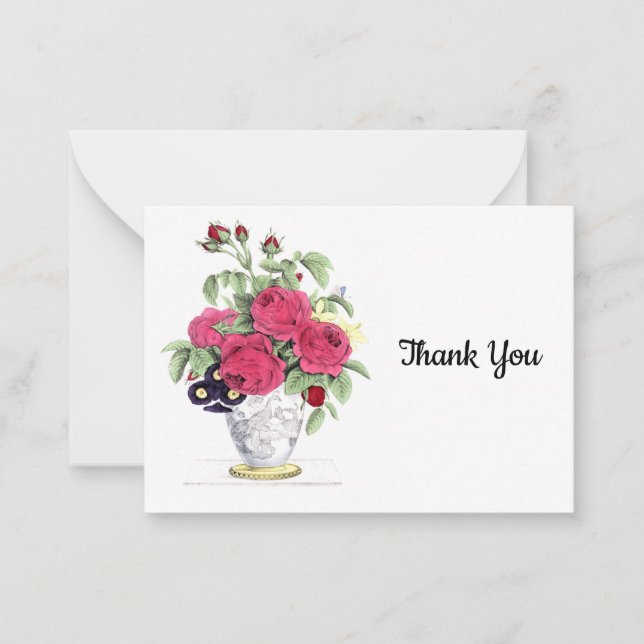 Red Flower Bouquet Thank You Card (Front)