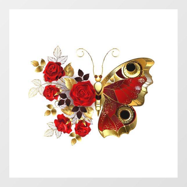 Red flower butterfly with red roses (Sheet)