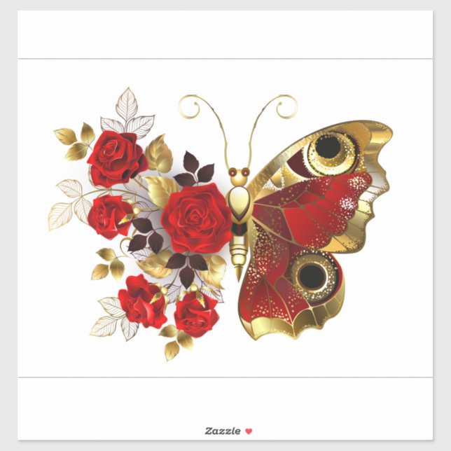 Red flower butterfly with red roses (Sheet)