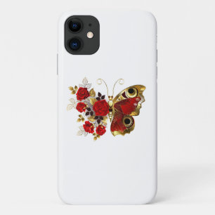 Red flower butterfly with red roses Case-Mate iPhone case
