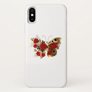 Red flower butterfly with red roses Case-Mate iPhone case