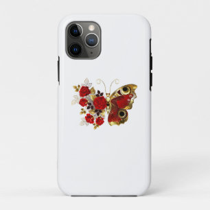 Red flower butterfly with red roses Case-Mate iPhone case
