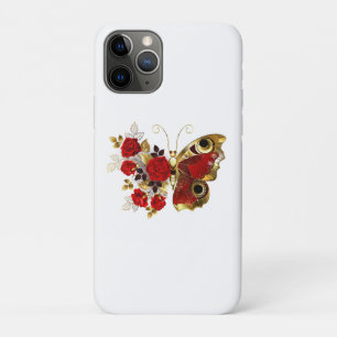 Red flower butterfly with red roses Case-Mate iPhone case