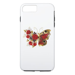 Red flower butterfly with red roses Case-Mate iPhone case