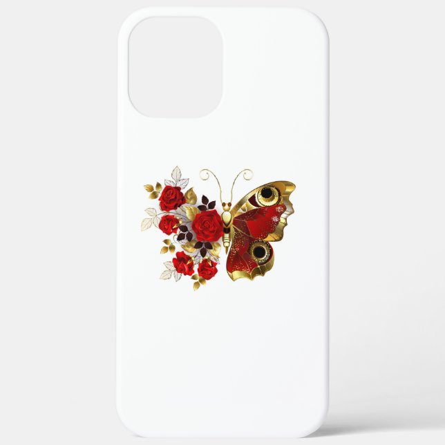 Red flower butterfly with red roses Case-Mate iPhone case (Back)
