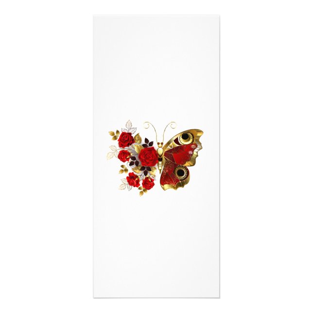 Red flower butterfly with red roses rack card (Front)