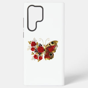 Red flower butterfly with red roses samsung galaxy case