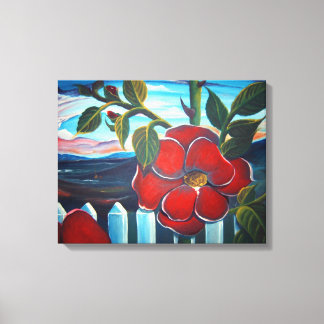Red Flower Camping Canvas Print