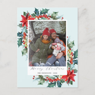 Red Flower Christmas Pine Needle Funny Message Postcard