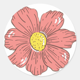 Red flower classic round sticker