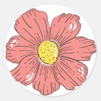 Red flower classic round sticker