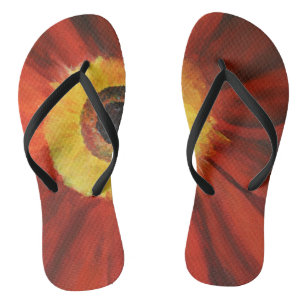 Red Flower Custom Adult, Slim Straps Jandals