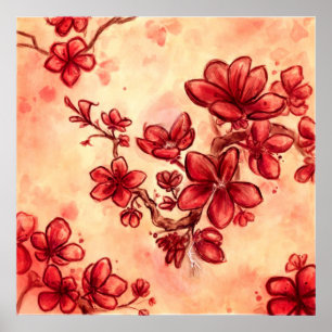 Red Flower Dance Poster