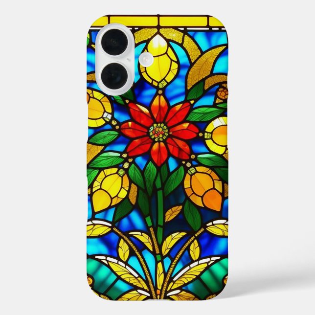 Red Flower Elegant Stained Glass Art Case-Mate iPhone Case (Back)