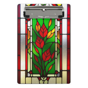 Red Flower Elegant Stained Glass Art Mini Clipboard