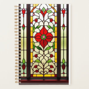 Red Flower Elegant Stained Glass Art Planner