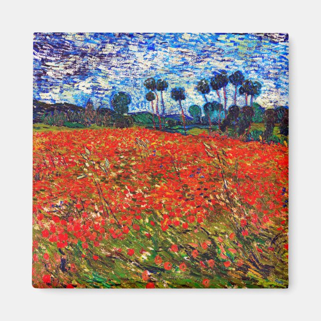 Red Flower Field, Van Gogh Magnet (Front)