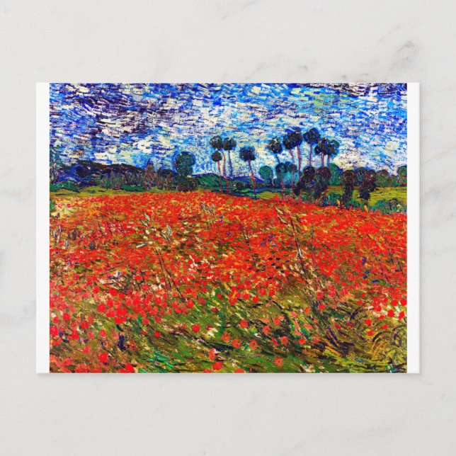 Red Flower Field, Van Gogh Postcard (Front)