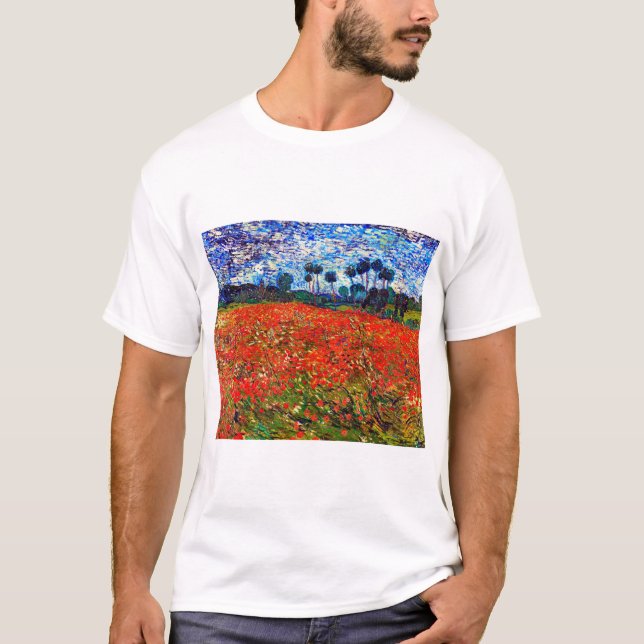 Red Flower Field, Van Gogh T-Shirt (Front)