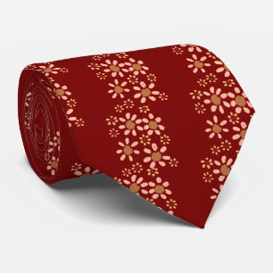 Red Flower Floral Pattern Tie