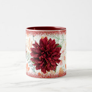 Red Flower Glitter Mug , Floral Sparkle Aesthetic