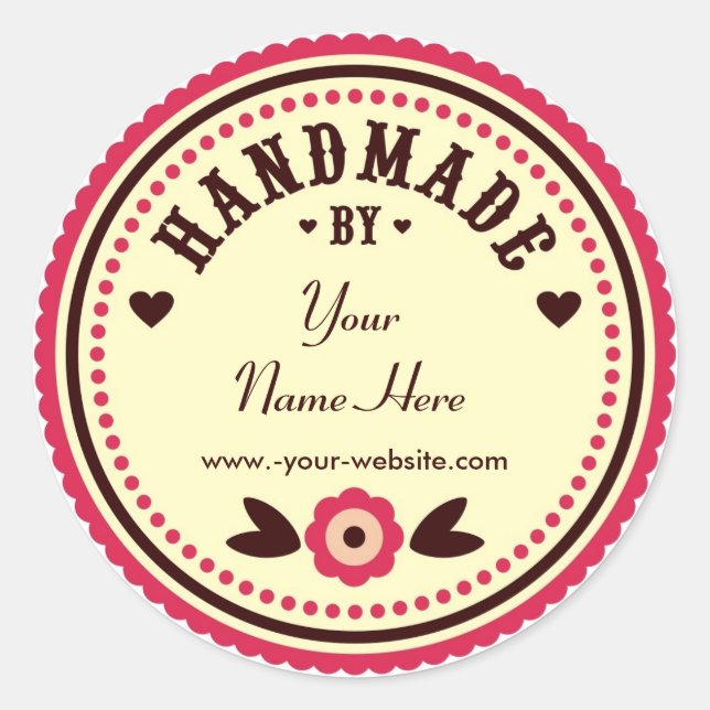 Red Flower Handmade By Personalised Stickers (Front)