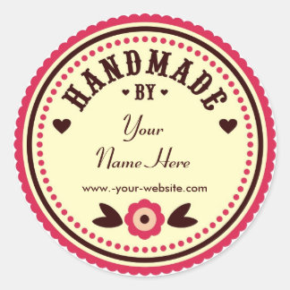 Red Flower Handmade By Personalised Stickers