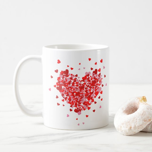 Red Flower Heart Valentine's Day Gift Mug (With Donut)