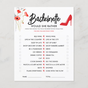 Red Flower-High Heel   Would She Rather Game