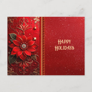 Red Flower Holiday Postcard