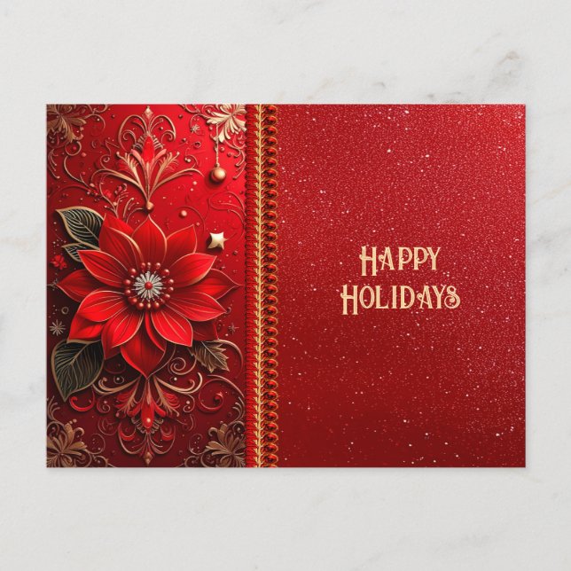 Red Flower Holiday Postcard (Front)