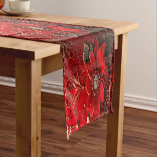 Red Flower Holiday Table Runner