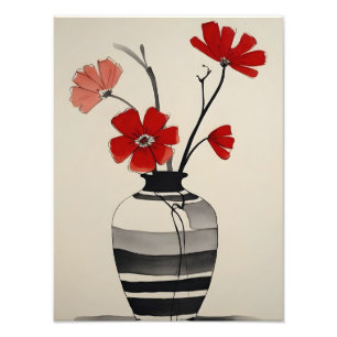 Red Flower in Black Vas Photo Print