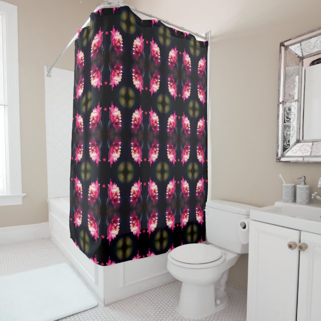 Red Flower In Sunlight Abstract Pattern Shower Curtain (In Situ)