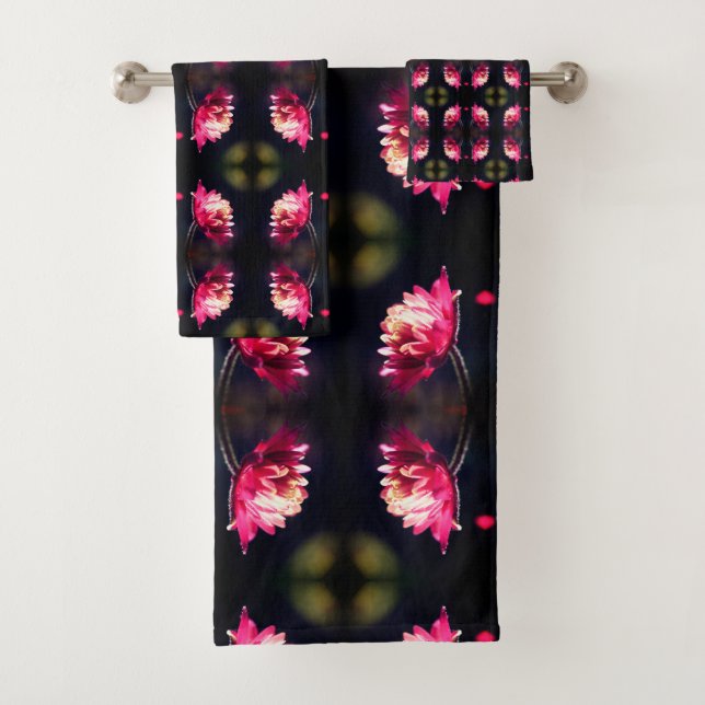 Red Flower In Sunlight Close Up Abstract Bath Towel Set (Insitu)