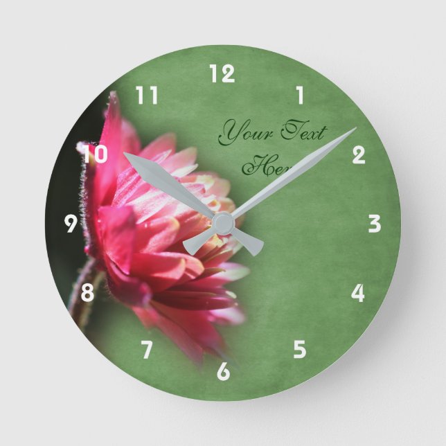 Red Flower In Sunlight Personalised Round Clock (Front)
