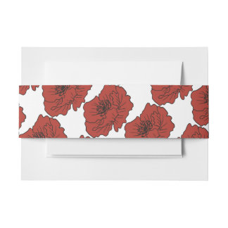 Red Flower Invitation Belly Band