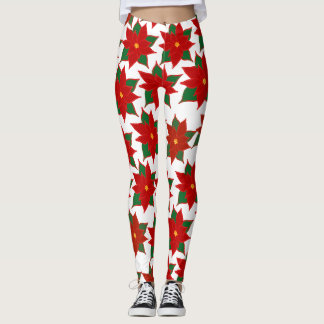 Red flower leggings