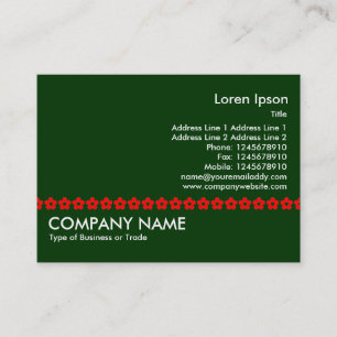 Red Flower Line - Dark Green Business Card