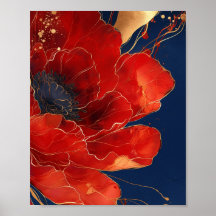 Red flower modern art elegant
