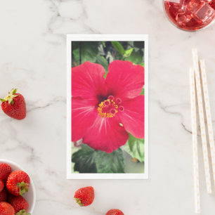 Red Flower of Hibiscus Rosa-sinensis Napkin