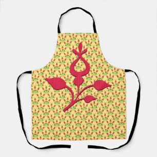 Red Flower on Abstract Flower Yellow Apron