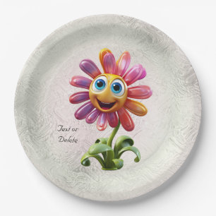 Red Flower Paper Plate
