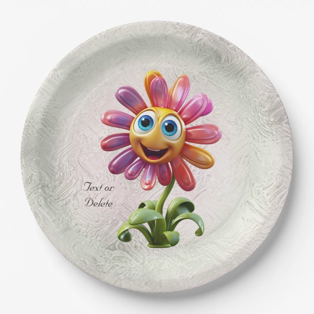 Red Flower Paper Plate (Front)