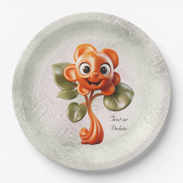 Red Flower Paper Plate (Front)