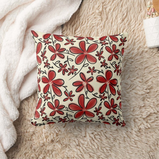 Red flower pattern cushion (Blanket)