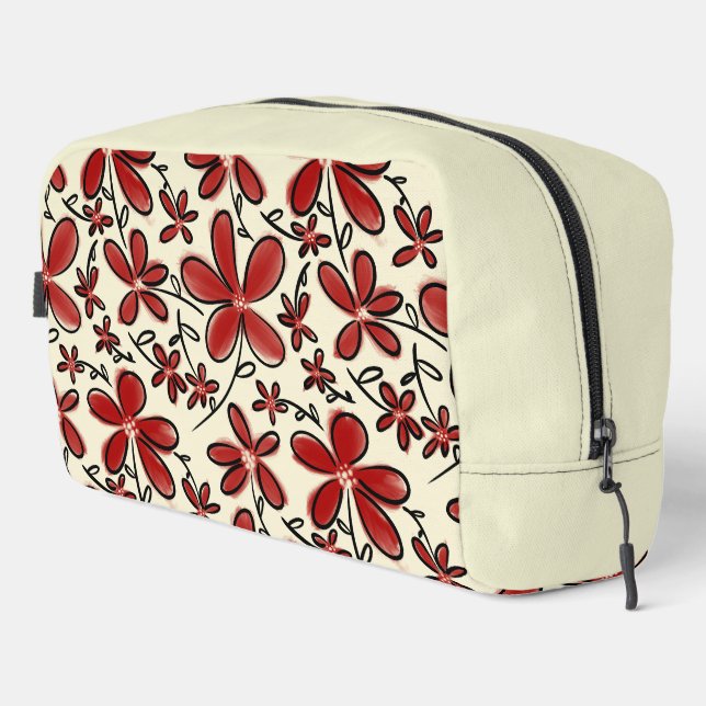 Red flower pattern dopp kit (Right Corner)