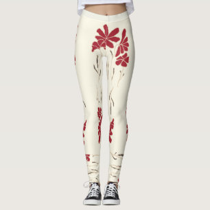 Red Flower pattern form Women Leggings
